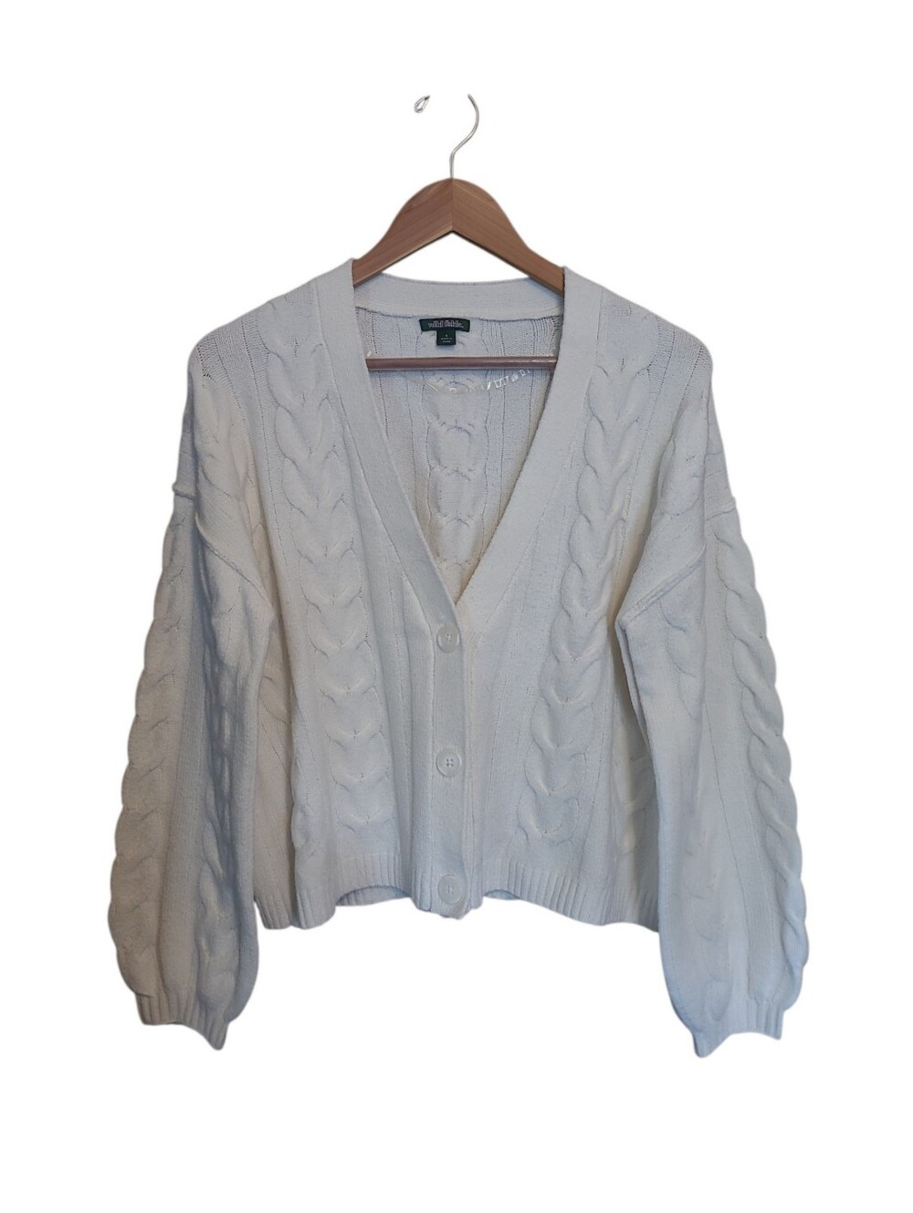 Women's Wild Fable Ivory Cable Knit Cardigan Sweater Small